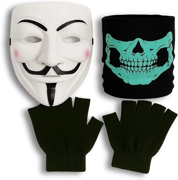 Quality Vendetta Masks/Gloves/Gaiter Combo Pack Inspired by PZ Hacker Ninjas