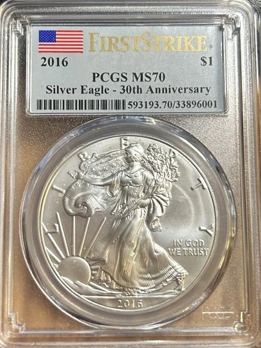 2016 American Silver Eagle $1 PCGS MS 70 First Strike 30th Anniversary 1 Oz