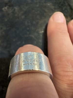 Gucci Made In Italy 925 Sterling Silber Zigarren Band Ring Größe 5,5
