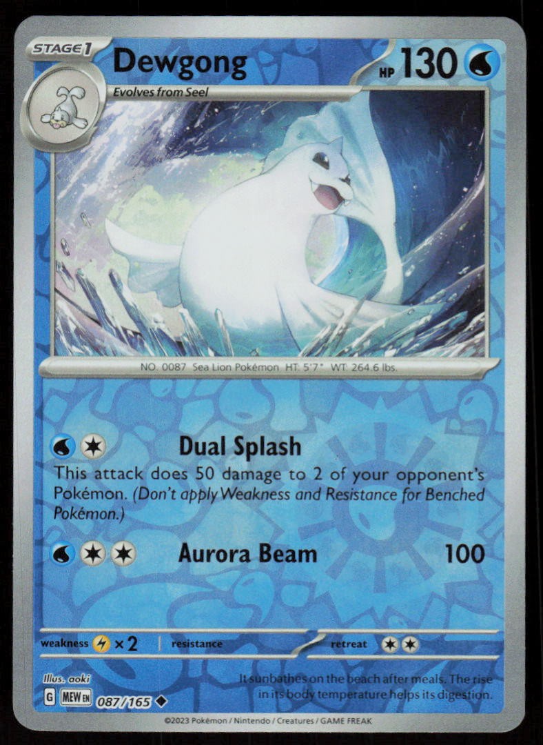 Dewgong 087/165 Uncommon 151 Pokemon Reverse Holo Near Mint