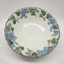 Metlox Poppytrail Sculptured Blue Grape Serving Bowl 9.5" Handpainted CA