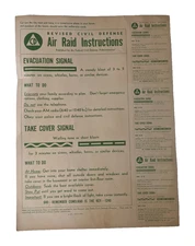 Vintage 1955 Air Raid Instruction Revised Defense Administration poster sign