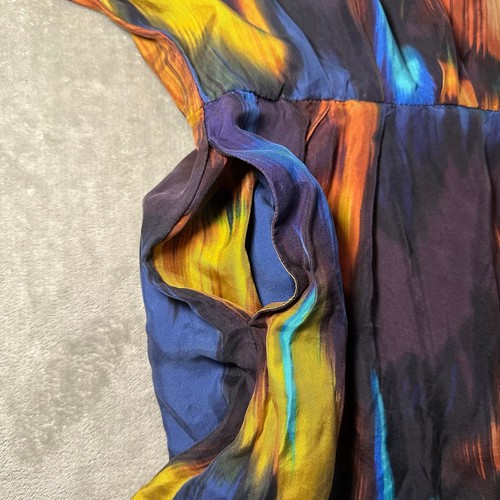 Single Silk Mini Dress Women Size M Multicolor Art to Wear Maximalist Artsy Vtg - Picture 5 of 11