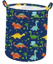 19.7 Inch Dinosaur Round Kids Laundry Clothes Hamper Dino dark blue dinosaur