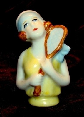 połowa lalki tenis Half Doll Pincushion Styl Art Deco Styl Art Nouveau porcelana