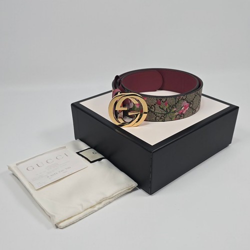 Gucci GG Supreme Bloom Print Canvas Interlocking G Buckle Belt 80 138711152 - Picture 2 of 9