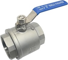 316 Stainless Steel 1/8" 3" Full Port Ball Valve with Blue Vinyl Handle, NPT ...