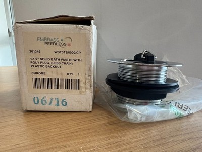 Embrass Peerless 201346 1,1/2'' Solid Bad Ablaufgarnitur & Poly Stopfen - ohne Kette - Chrom