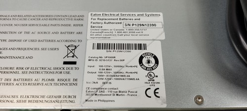 Eaton 5P1000R UPS 1000VA 770 Watt 120V Rackmount True SineWave (MISSING FACE) - Picture 8 of 13