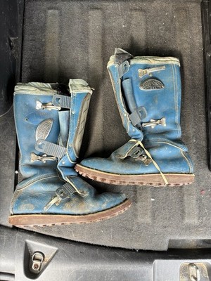 Vintage Alpinestars Hi-Point Motocross Motorcycle Boots Metal Blue