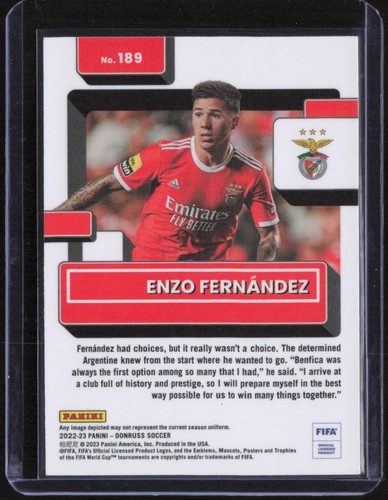 2022-23 Donruss #189 Enzo Fernandez Optic Rated Rookie - Picture 2 of 2