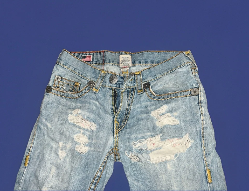 Vintage True Religion Brand Jeans Size 31 Bobby Super T Distressed World Tour - Image 4 of 4