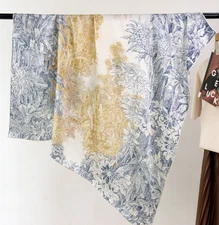 100% Mulberry Silk Scarf Women forest print 43'' Bandana Square Wrap Neckerchief