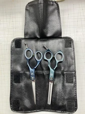 Set of (2) Lightly Used 5.5” Hair Dressing Scissors and Texturizers with Case