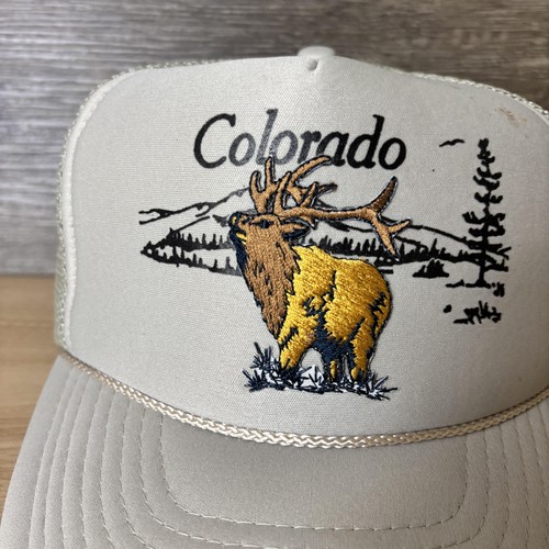 Vintage Colorado Hat Cap Snap Back Mesh Trucker Embroidered Elk Deer Scenic - Picture 2 of 10