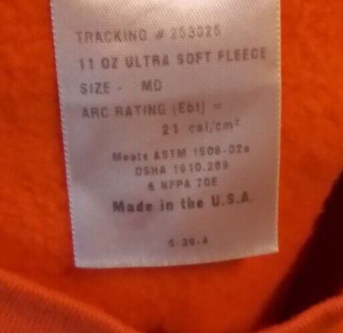 Westex Indura Sweatshirt Mens Medium Orange Ultra Soft FR Flame Resistant - Picture 8 of 12