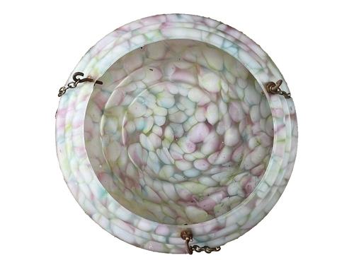 Vtg 30s Art Deco SAUCER MARBLED GLASS Ceiling LIGHTSHADE+Anti Flycatcher +Chain - Picture 7 of 11