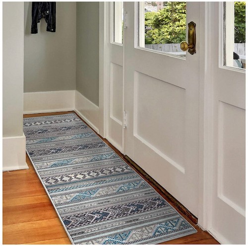 Non-Slip 2x7 Rubber Backing Moroccan Geometric Low Profile Pile Indoor Area Rug - Picture 26 of 48