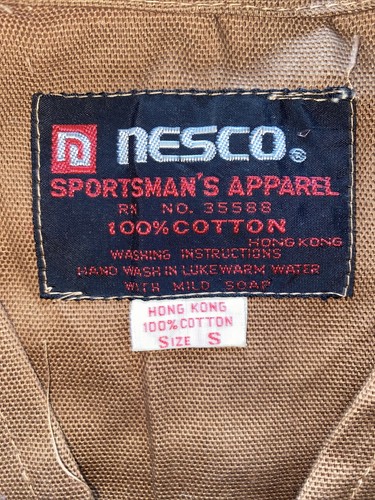 Nesco Hunting Vest New Old Stock Cotton Size Small Brown - Picture 6 of 14