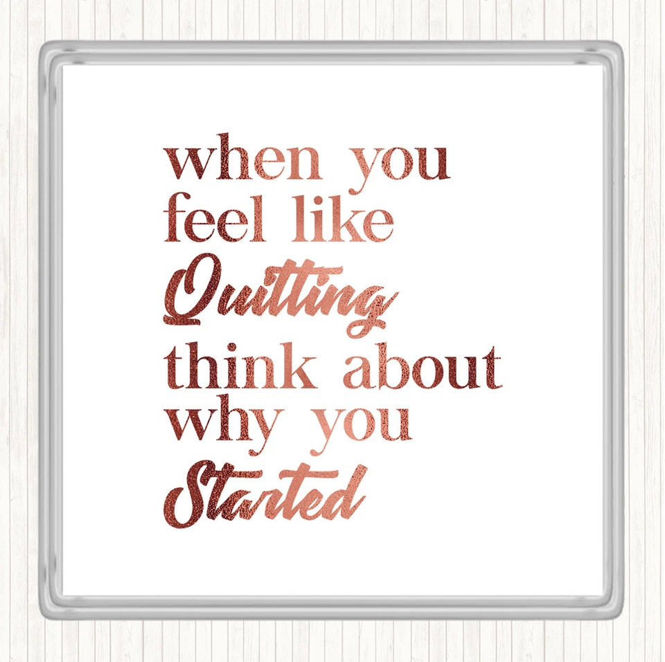Rose Gold Feel Like Quitting Quote Drinks Mat Coaster - Image 1 of 1