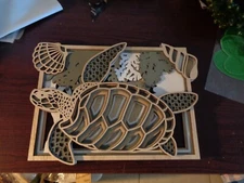  Multilayer Wall Art - Wall Picture of Turtle - Handcrafted Framed Sea Turtle