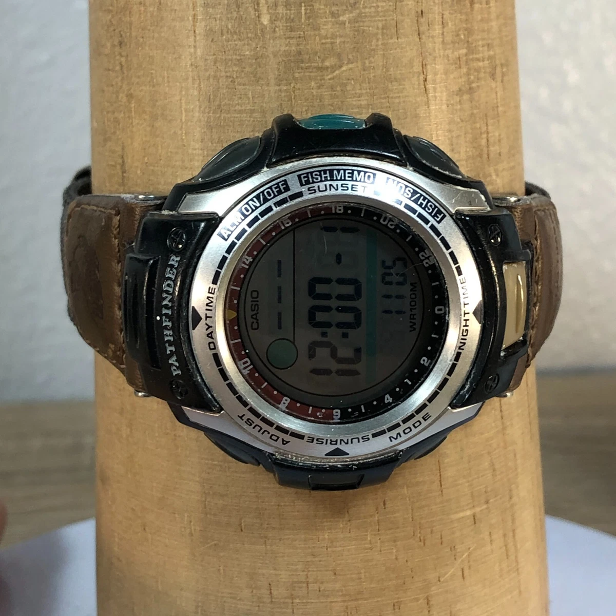 Casio Pathfinder Digital Watch Men Silver Tone Black Day Date 2632 PAS 400B