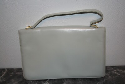 Sac à Main Vintage Années 60 - Cuir Blanc Cassé - À Nettoyer