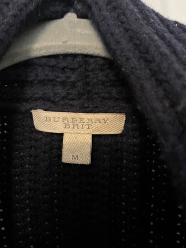 Burberry Brit Cashmere Cardigan Sweater Navy Mens Gently Used - Picture 4 of 5