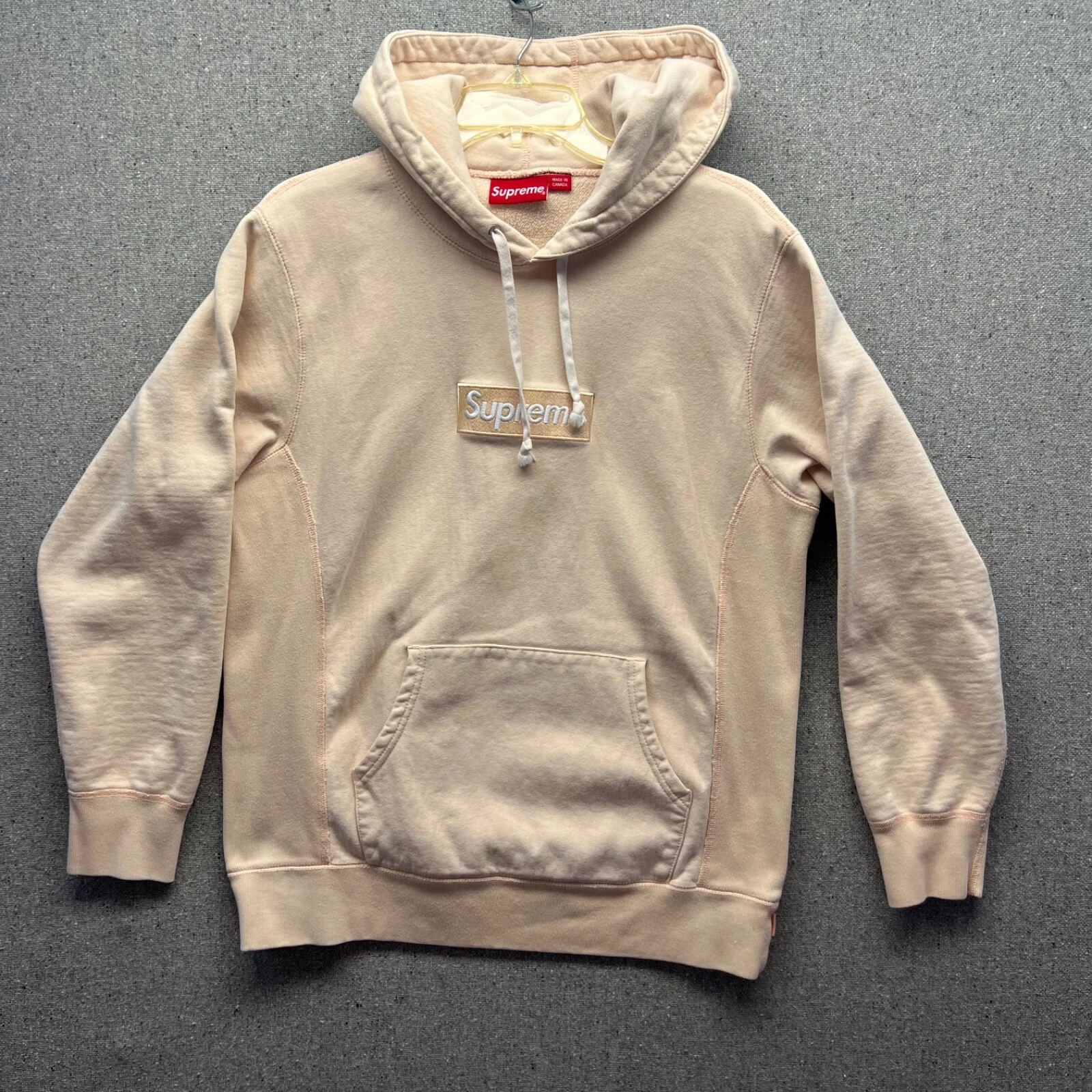 Sweat à capuche logo Supreme Box FW16 pêche taille M rare