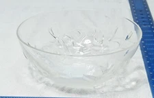 Vtg. Frosted Large Crystal Bowl Raised Roses, Buds & Leaves