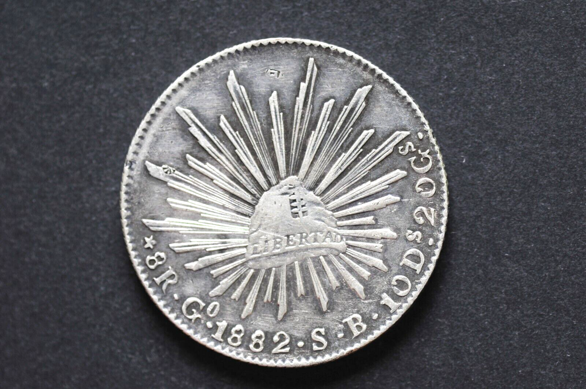 1882年 メキシコ 8ペソ 自由の帽子 大型銀貨 PCGS認定 メキシコ 8レアル 1882年 未使用 PCGS MS63 – 野崎コイン