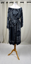 Asos Black Off Shoulder Midi Paisley Scarf Print Dress Size 16 Uk CR054 AA 06