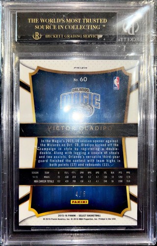 BGS 10 Black Label 2015-16 Panini Select Victor Oladipo Prizm Green #60 POP 1 π - Picture 2 of 3