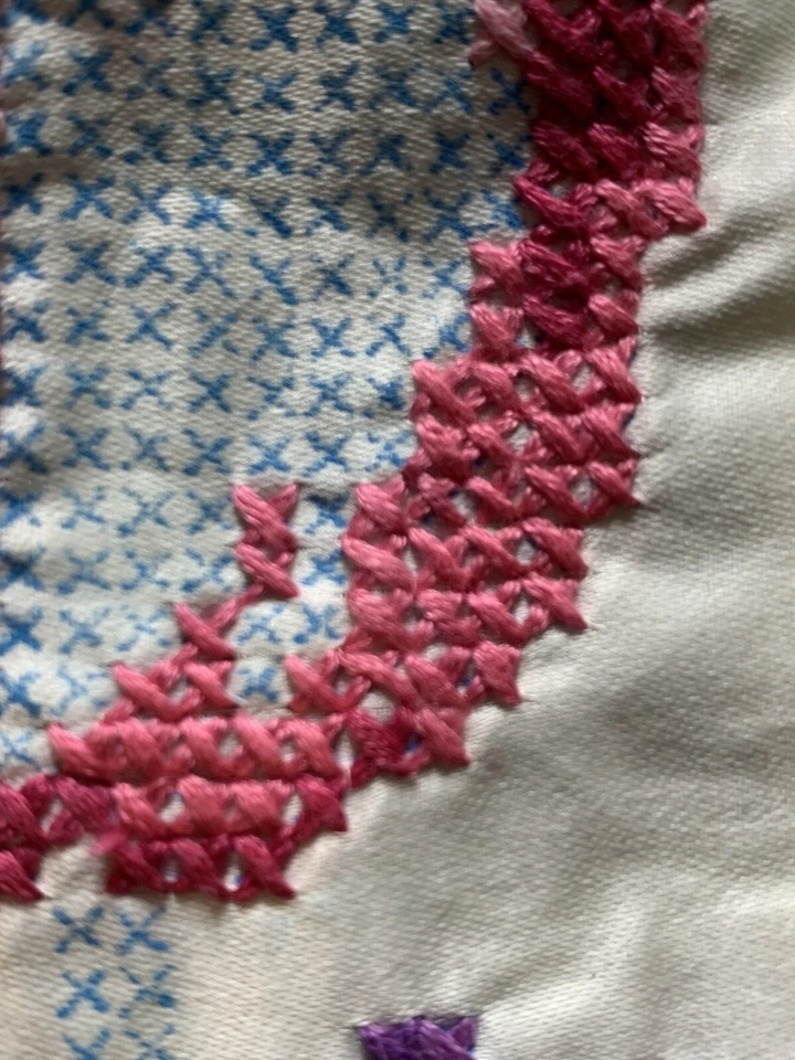 CROSS STITCH 38”T X 17 .5 “W TULIP BOUQUET UNFINISHED EMBROIDERY  YARDAGE - Image 4 of 4