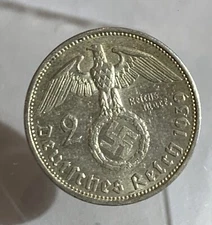 1939 GERMANY 2 MARK SILVER COIN UNC, RANDOM YEAR ONE COIN