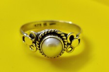 Pretty Pearl Ring, Handmade, 925 Sterling Silver, Gift For Her, Stamped Ring