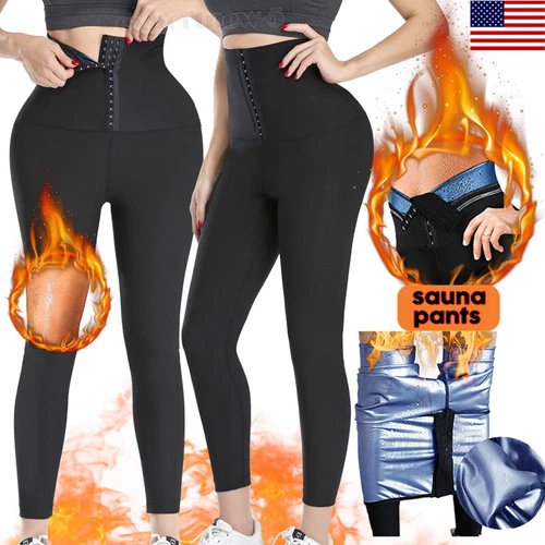 Women Neoprene Sweat Sauna Body Shaper Slim Pants Waist Trainer Thermo Leggings - Picture 1 of 36