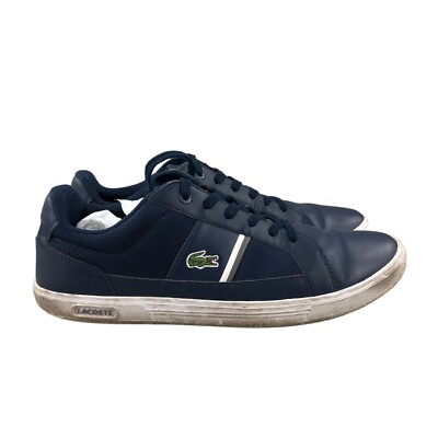 LACOSTE Sport Men's 10 Europa Navy Blue Leather Comfort Lace Up Casual  Sneakers