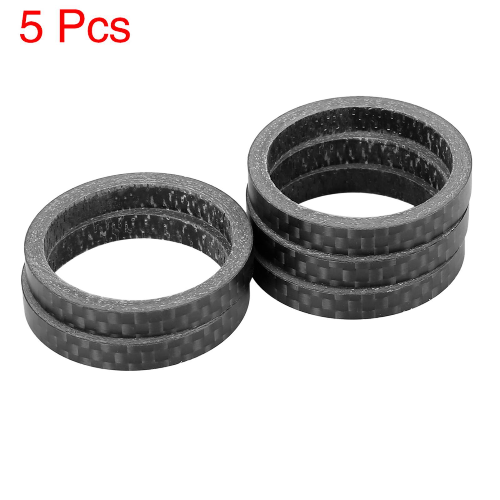 5pcs 5mm Bike Headset Spacer Carbon Fiber Matte Black Bicycle 1 1/8