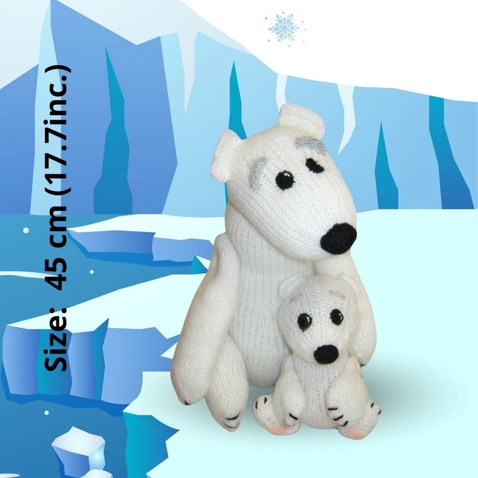 Toy knitting pattern Polar bears plush, mother with cub, Christmas Decor - Image 2 of 4