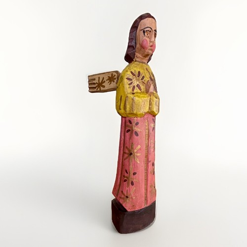 Folk Art Santos Hand Painted Carved Wooden Religious Art Angel Guatemala 15" - Picture 12 of 24