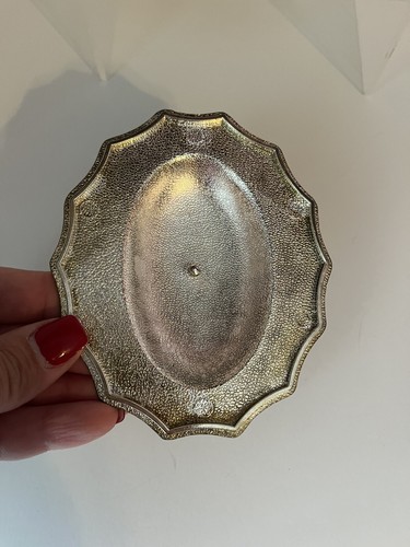 Small Silver Trinket Keepsake Round Box Velvet Liner. Heavy Fast Shipping - Picture 3 of 12