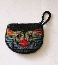 Charming Glass Bead Owl Coin Purse Zippered