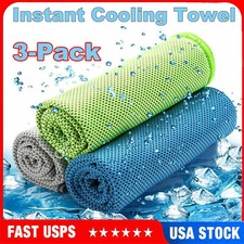 3 Pack Ice Cold Instant Cooling Towel Running Jogging Gym Chilly Pad Sports Yoga