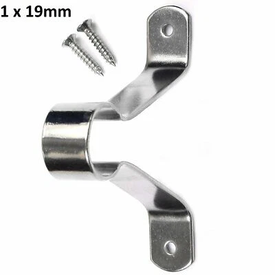 EUROART Wardrobe Rail Bracket Extra Support CHROME Hanging Rod Centre Middle Fix Repair