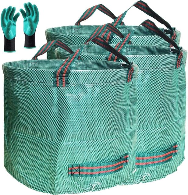 3-Pack 106 Gallons Lawn Garden Bags Reusable Yard Leaf Waste Bags Coated Gloves