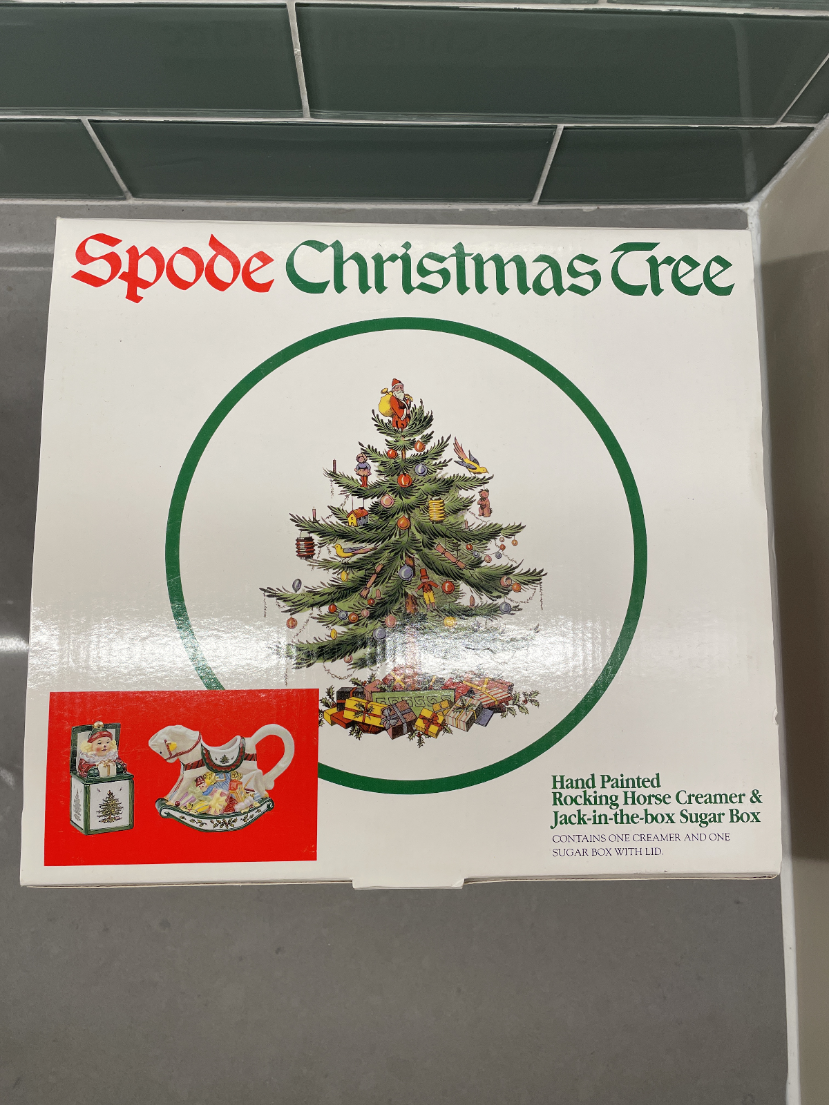 Spode Christmas Tree — Hand Painted Rocking Horse Creamer Jack-in-the-Box Sugar