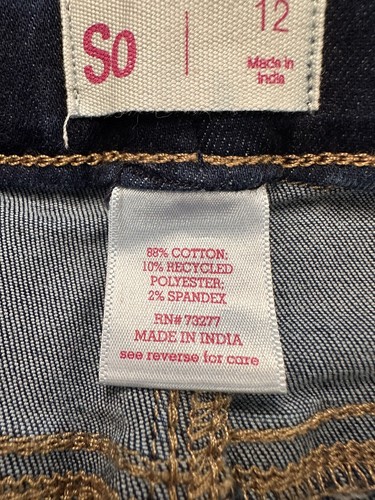 *EUC* SO Brand Girls Blue Jeans Denim Distressed Size 12 Skinny Adjustable - Picture 4 of 4
