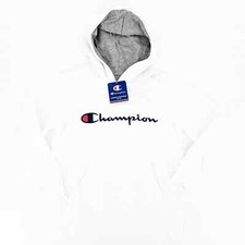 Champion Graphic Kids Hoodie Sweatshirt White Gray Boys Medium