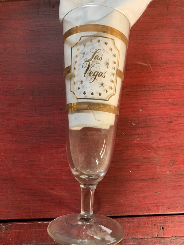 Mid Century Las Vegas Vintage Souvenir Glass 22k Gold!